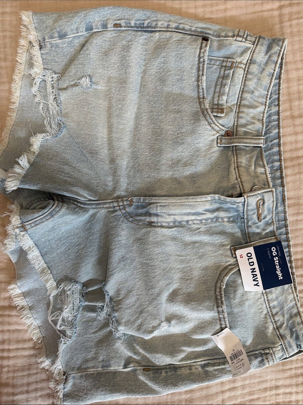 Old Navy Pale Blue High-Rise OG Straight Denim Shorts